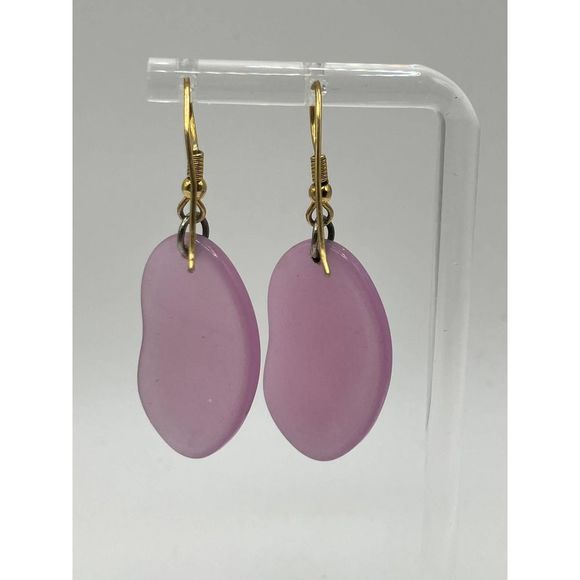 Lavender Sea Glass Drop 1 7/8 Inch Earrings! - Picture 5 of 6
